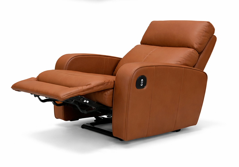 Potenza recliner fully reclined position highlighting comfort and footrest